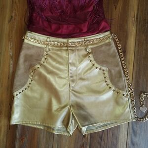 Womens Western Gold and suede shorts